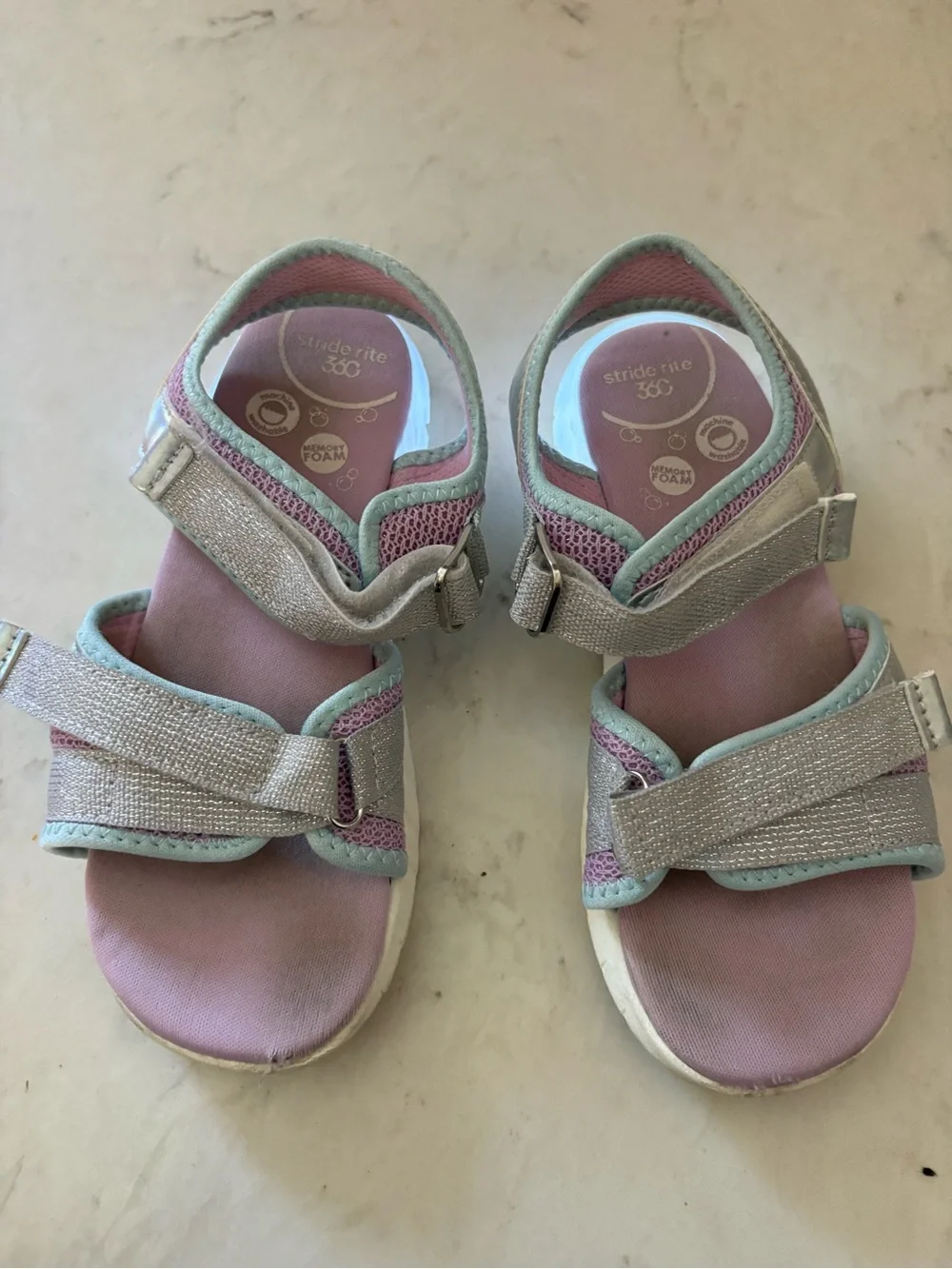 Stride Rite 360 Girls Sport Sandals Size 13 Memory Foam Hook & Loop light up!